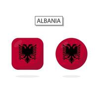 drapeau de Albanie 2 formes icône 3d dessin animé style. vecteur