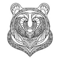 main tiré animal ours mandala illustration vecteur