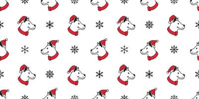 chien sans couture modèle Noël vecteur Père Noël claus chapeau flocon de neige écharpe isolé dessin animé répéter Contexte tuile fond d'écran illustration conception