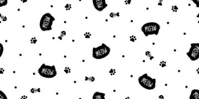 chat sans couture modèle chaton vecteur patte empreinte Miaou poisson OS dessin animé écharpe isolé polka point répéter fond d'écran tuile Contexte illustration griffonnage conception