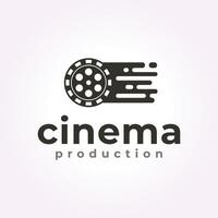 cinéma logo vecteur illustration icône, ancien rétro vieux rouleau film conception