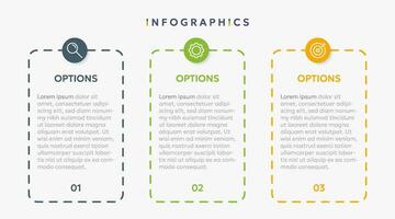 moderne affaires infographie modèle avec 3 les options ou pas Icônes. vecteur