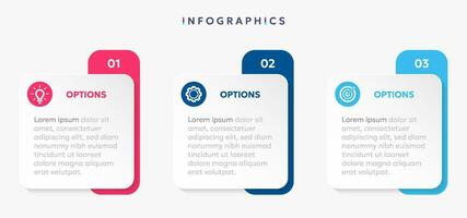 moderne affaires infographie modèle avec 3 les options ou pas Icônes. vecteur