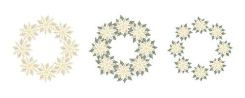 Noël couronnes de fleurs avec blanc poinsettia. conception pour Nouveau année et Noël cartes, scrapbooking, autocollants, planificateur, invitations vecteur