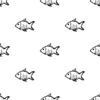 vecteur de pattern.doodle de poisson sans soudure avec des poissons sur fond blanc.