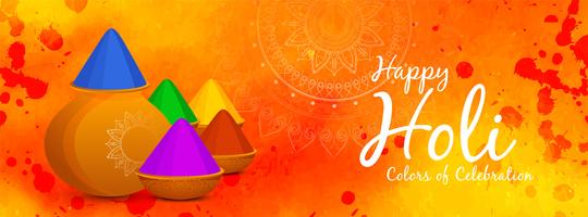 Abstrait bannière de festival indien Happy Holi vecteur