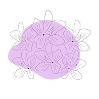 fleur de dessin au trait rhododendron ponticum avec tache lilas vecteur