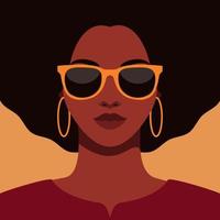 portrait de femme afro-américaine à lunettes de soleil vecteur