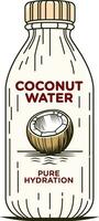 éco amical noix de coco l'eau bouteille, noix de coco l'eau boire, noix de coco des produits, pur hydratation, bouteille de noix de coco eau, Stock vecteur image