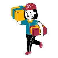 Jeune femme courrier vecteur illustration