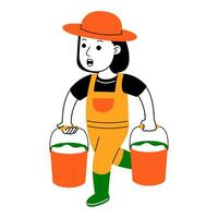 Jeune femme agriculteur vecteur illustration