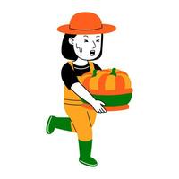 Jeune femme agriculteur vecteur illustration