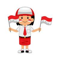 fille des gamins célébrer Indonésie indépendance journée vecteur