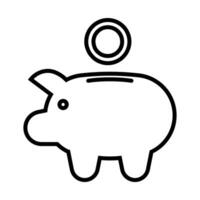 porcin banque icône, argent économie symbole signe dans ligne vecteur
