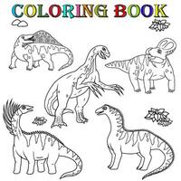 coloration livre avec dessin animé dinosaures vecteur