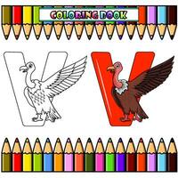 illustration de v lettre pour vautour oiseau pour coloration livre vecteur