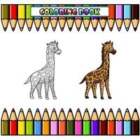 dessin animé girafe pour coloration livre vecteur