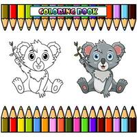 mignonne bébé koala dessin animé séance pour coloration livre vecteur