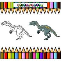 dessin animé dinosaure velociraptor pour coloration livre vecteur