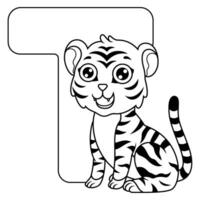 illustration de t lettre pour tigre vecteur