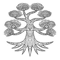 main tiré de arbre dans zentangle style vecteur