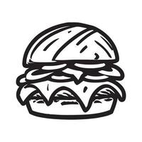 main tiré illustration de Burger, Hamburger, cheeseburger vecteur