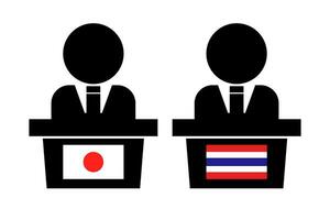 Japonais et thaïlandais Les politiciens icône ensemble. diplomatie entre Japon et Thaïlande. vecteur. vecteur