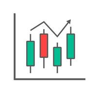 fluctuation icône sur chandelier graphique. Stock et échange taux marché mouvement. vecteur. vecteur