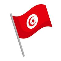 tunisien drapeau icône avec pôle. vecteur. vecteur