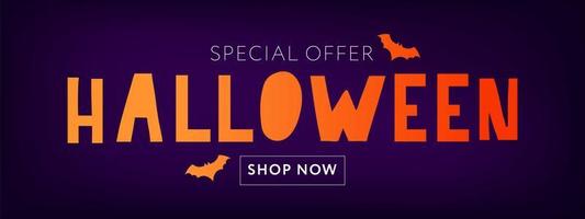 joyeux halloween texte bannière lettrage vacances offre spéciale magasiner maintenant vecteur