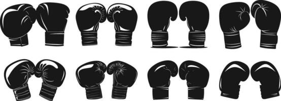 Puissance emballé moderne boxe gants silhouette vecteur