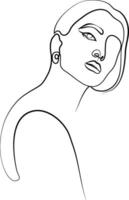 un ligne dessin affronter. abstrait femme portrait. moderne minimalisme art. un ligne fille ou femme portrait conception. main tiré minimalisme style vecteur illustration. femelle Dame ligne art illustration.