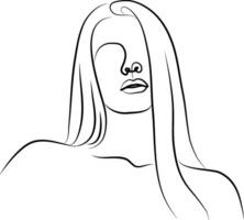 un ligne dessin affronter. abstrait femme portrait. moderne minimalisme art. un ligne fille ou femme portrait conception. main tiré minimalisme style vecteur illustration. femelle Dame ligne art illustration.