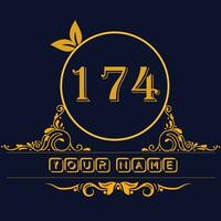 Nouveau unique logo conception avec nombre 174 vecteur