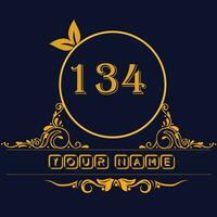 Nouveau unique logo conception avec nombre 134 vecteur