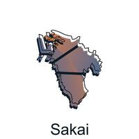 carte ville de sakai conception, haute détaillé vecteur carte - Japon vecteur conception modèle, adapté pour votre entreprise
