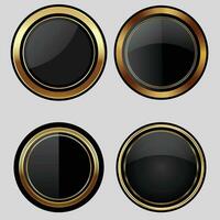 luxe d'or noir badges et Étiquettes. rétro ancien cercle badge conception vecteur