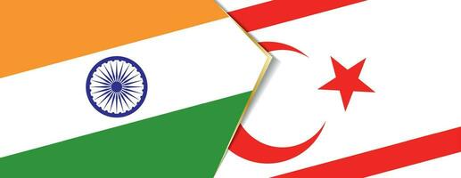 Inde et nord Chypre drapeaux, deux vecteur drapeaux.