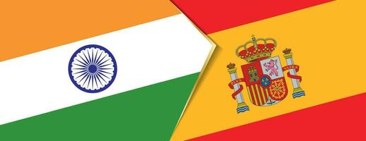 Inde et Espagne drapeaux, deux vecteur drapeaux.