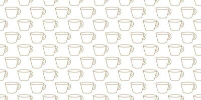linéaire café tasses sans couture modèle. ligne art tasses. griffonnage dessins. café maison. arrière-plan, numérique papier, emballage papier, bannière. vecteur