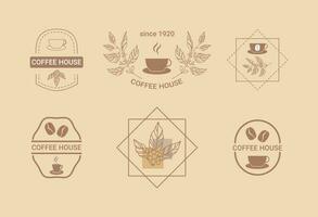 ensemble de logos pour café Maisons, café magasins, café. entreprise affaires concept. emblème, logotype, autocollant. café haricots, tasses, branches. vecteur