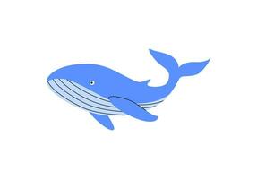 bleu baleine dans plat style. mer animal. monde baleine journée. sous-marin la vie marine. vecteur illustration pour imprimer, carte, logo, affiche, bannière.