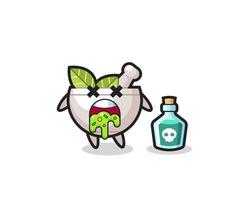 illustration d'un personnage de bol à base de plantes vomissant en raison d'un empoisonnement vecteur