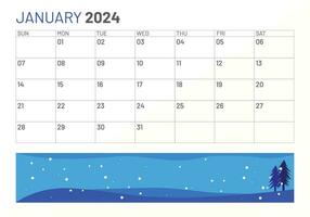 classique mensuel calendrier de janvier pour 2024. calendrier dans le style de minimaliste carré forme vecteur