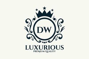 initiale lettre dw Royal luxe logo modèle dans vecteur art pour luxueux l'image de marque vecteur illustration.