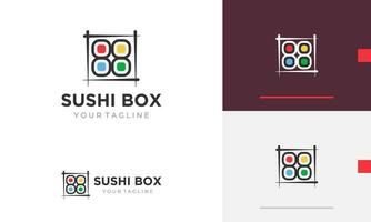 logo conception icône symbole signe Sushi sashimi poisson Japonais nourriture avec baguettes traditionnel restaurant vecteur