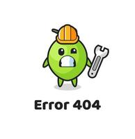 erreur 404 avec la mascotte mignonne de noix de coco vecteur