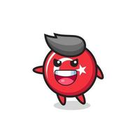 caricature d'insigne de drapeau de turquie avec une pose très excitée vecteur