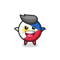 l'illustration de l'insigne du drapeau philippin mignon faisant un geste effrayant vecteur
