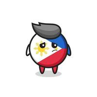 le geste paresseux du personnage de dessin animé d'insigne de drapeau philippin vecteur